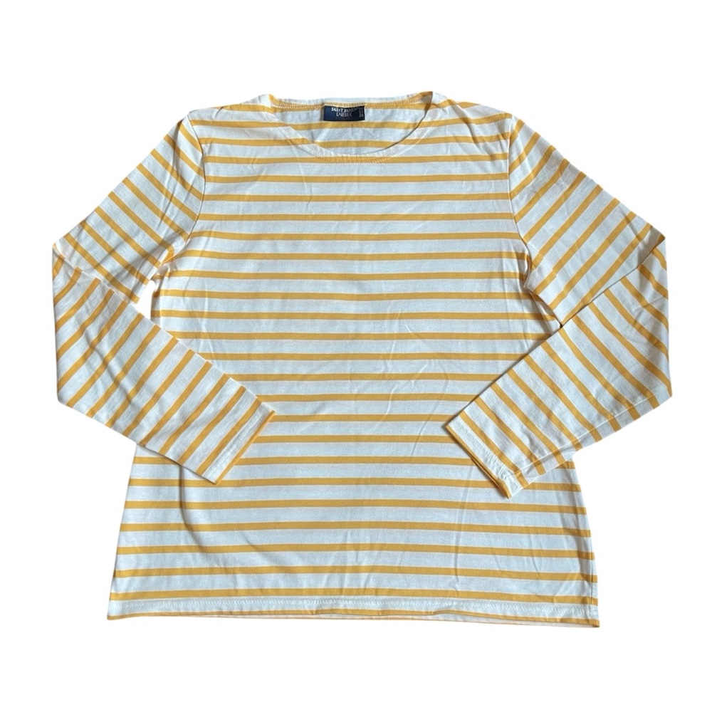 Saint James Yellow and White Stripes Long Sleeves Tee US 10